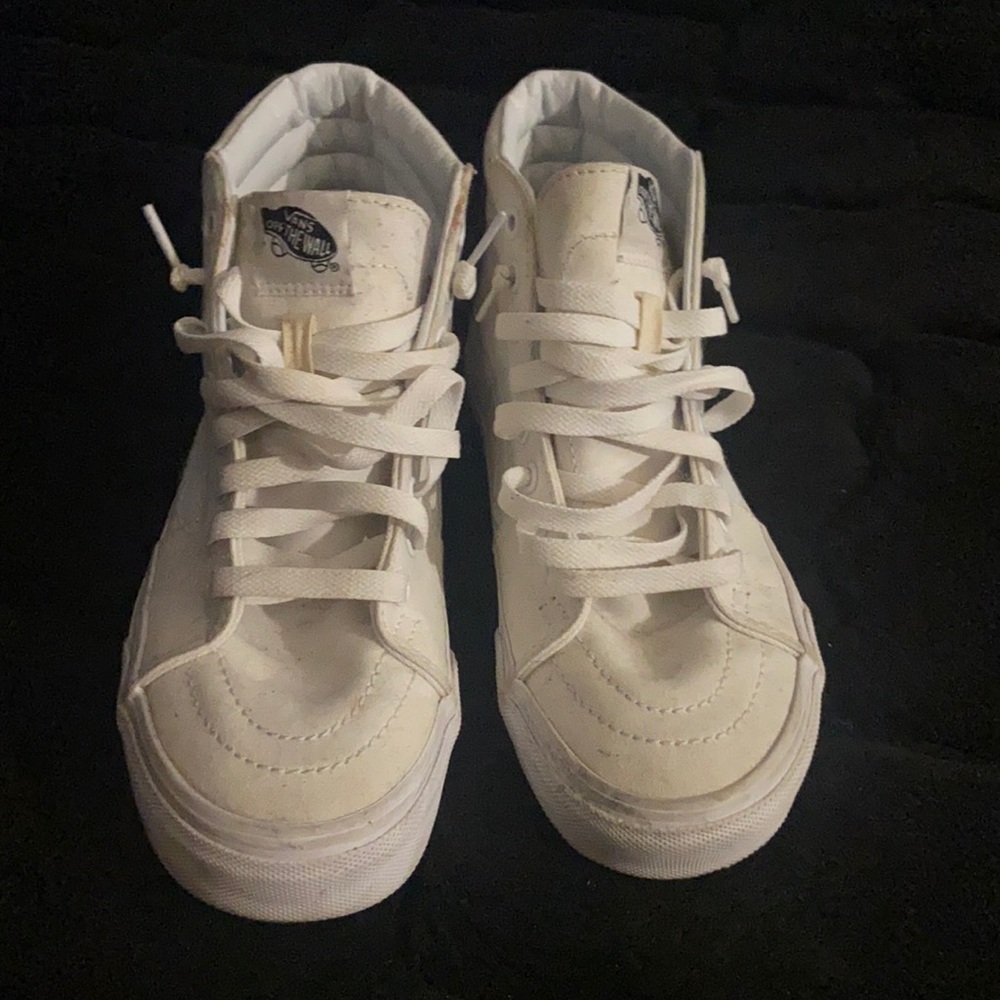 All white high tops vans